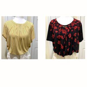 2 Liz Clairborne Career Blouses Size XL Women Short Sleeves Wrinkle Free